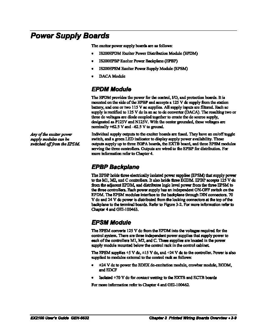 First Page Image of IS200EPGPG1A Exciter Power Backplane Board Manual GEH-6632 GEI-100463.pdf